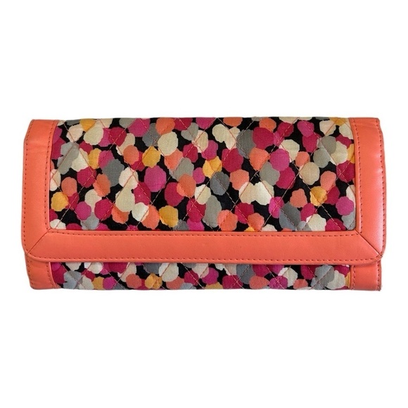 Vera Bradley Trifold Wallet Pixie Confetti Magnetic Closure Coral - Picture 3 of 6